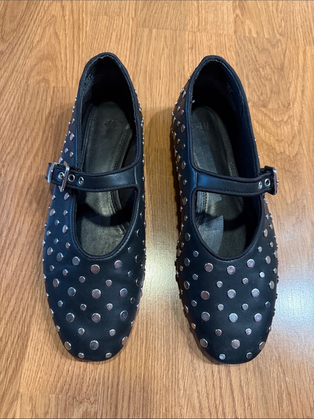 H&M Black Studded Mary Jane Flats